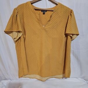 Hilary Radley Short Sleeve V Neck Mustard, Black & White Women Size XXL